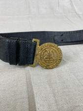 True Vintage Leather Belt Black With Gold Bird Buckle