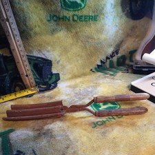 Vintage Antique Hair Crimper Curling Iron Wood Handles 3 Barrel Waver Tool 10"