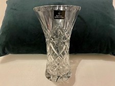 Royal Doulton Lead Crystal flower vase, vintage 'Newbury' pattern 8" high size