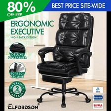 ELFORDSON Office Chair Executive Dual-Padded High Back Recliner Footrest Gaming