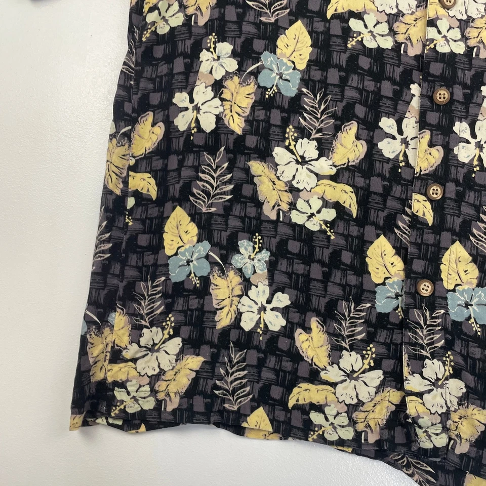 Camisa Hawaiana Floral Knightsbridge Relajada Manga Corta Informal Negra Para Hombres M Foto 4 de 4