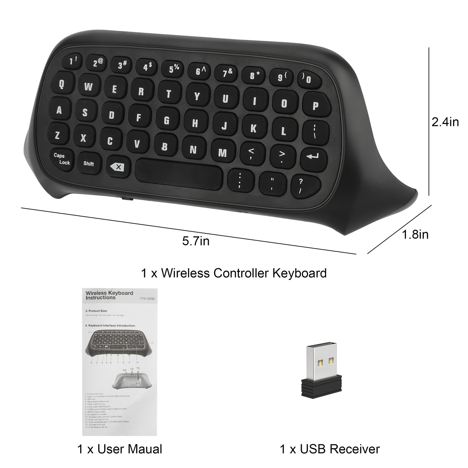 Wireless Keyboard Chatpad For Xbox Series X/S One S/X Controller W/3.5mm Jack