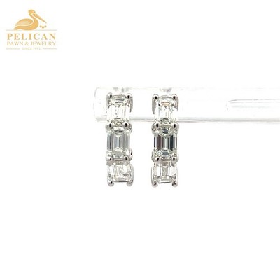 Lab-Grown Diamond Smaragd Cut Creolen 2,03 ctw 14K Weißgold (PPJ054215)