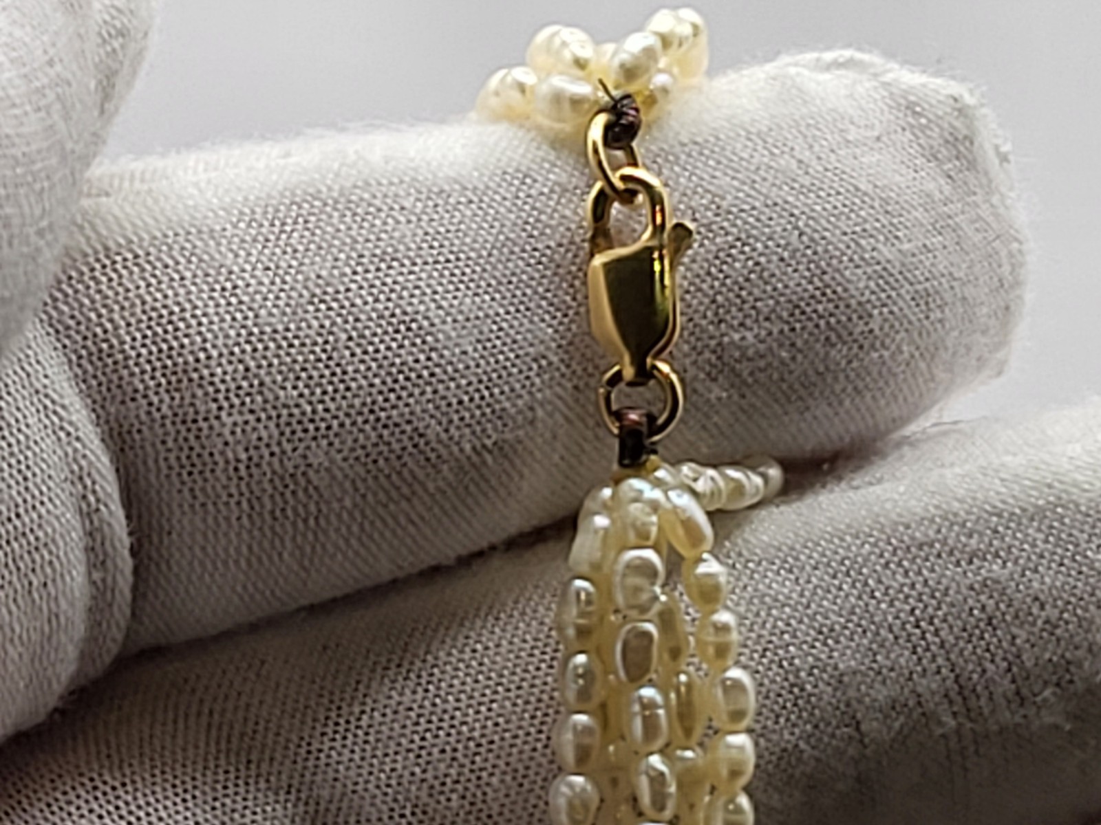 Solid 18K Yellow Gold Marked Clasp Freshwater Pea… - image 5