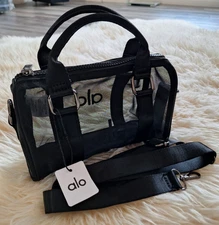 Alo Yoga Black Mini Sheer Duffle Bag – Mesh Tote Lightweight Gym Travel - NWT