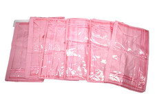 Lot of 6 Clear Top Storage Tote Bags Pink/White Zip Closure Organizers.