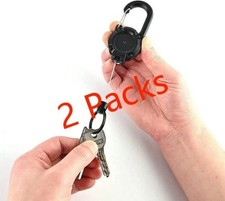 Heavy Duty Retractable Carabiner Car Key Chain Badge Holder Steel Cord- /  
