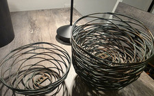 Set of 6 Round Green Wire Metal Nesting Baskets, Small Modern Indoor 5.5x3