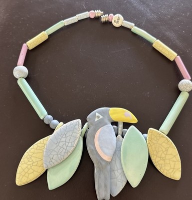 Ruby Z Exotic Bird (Toucan) Ceramic Pendant Necklace 20  Candace Loheed One Chip