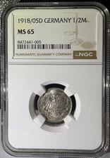 1918/05-D Germany 1/2 Mark NGC MS65 (005)