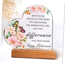 Retirement Gifts for Women 2025, Acrylic Heart Retirement Plaque Happy