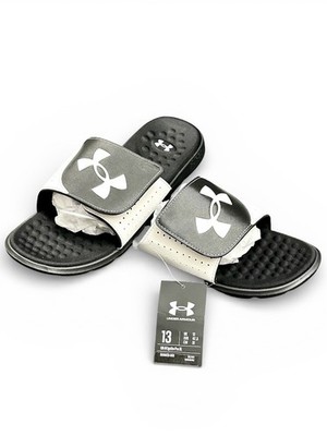 Under Armour Comfort Ignite Pro Slides Mens 13 Style 3026023-003 Black White NWT