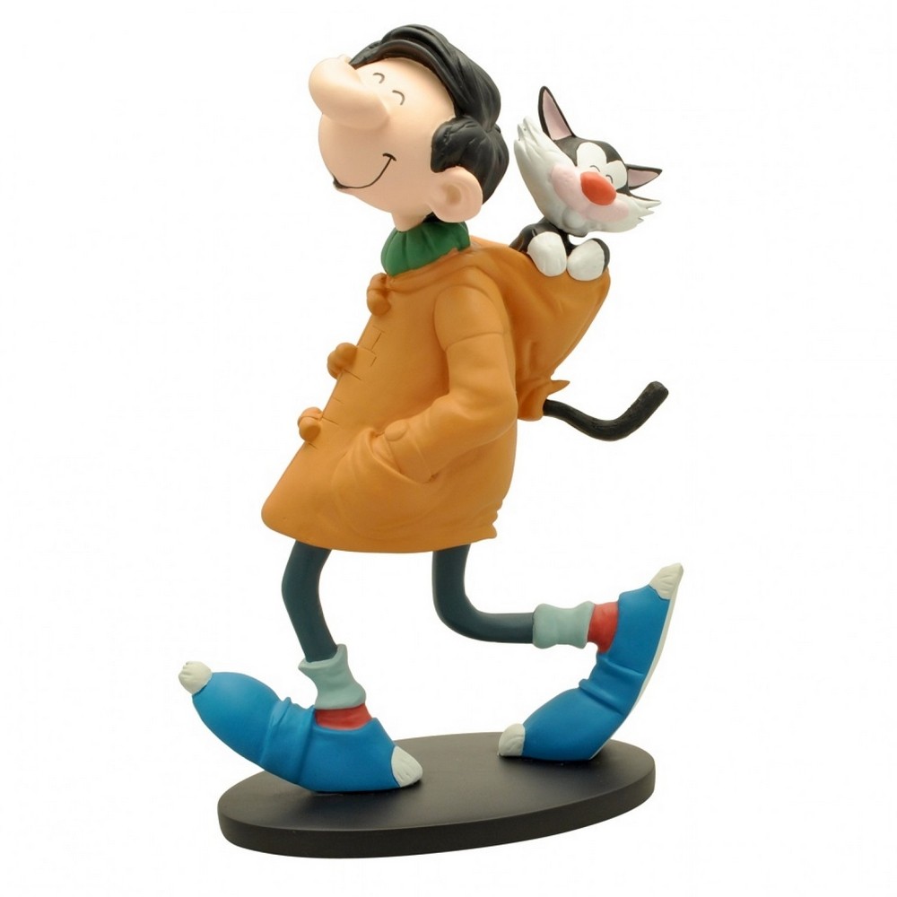 Figurine Gaston Lagaffe avec chat Plastoy pour décoration de bureau et salon
