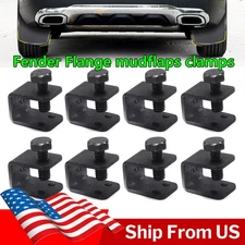 8x Mud Flaps Splash Guard Universal Black C U Clamps Bolt On No Drilling Clips