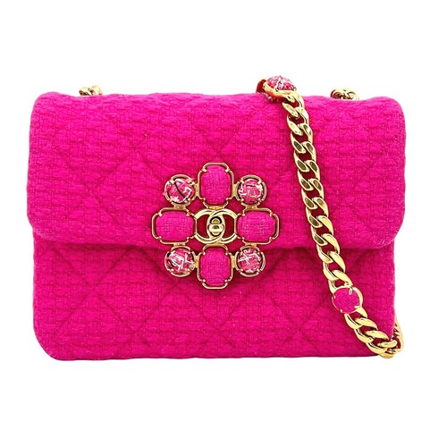 Used CHANEL Mini Flap Bag Chain Shoulder AS3616 Cashmere Tweed Turn Lock Coco Ma