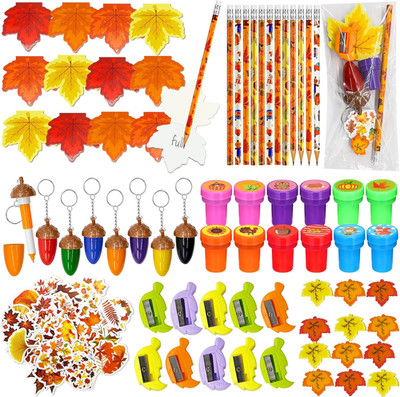 Cinrobiye 122 Pcs Fall Pumpkins Party Favors Maple Leaf Party Supplies Thanksgiv