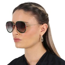 Gucci Grey Gradient Pilot Unisex Sunglasses GG0062S 003 57 GG0062S 003 57