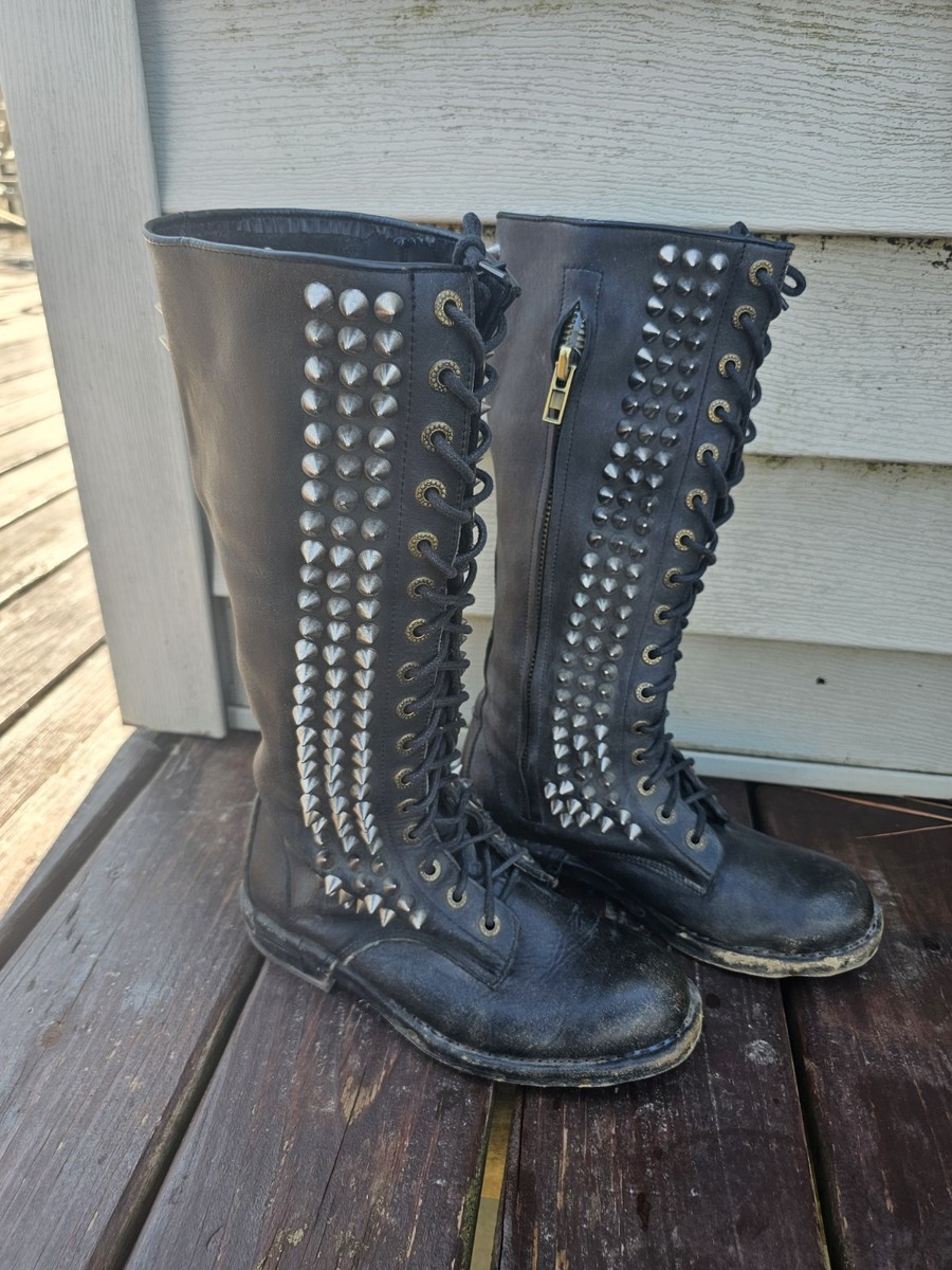 Jeffrey Campbell Original SEATTLE LOVE BOOTS Sz 8 Black Leather