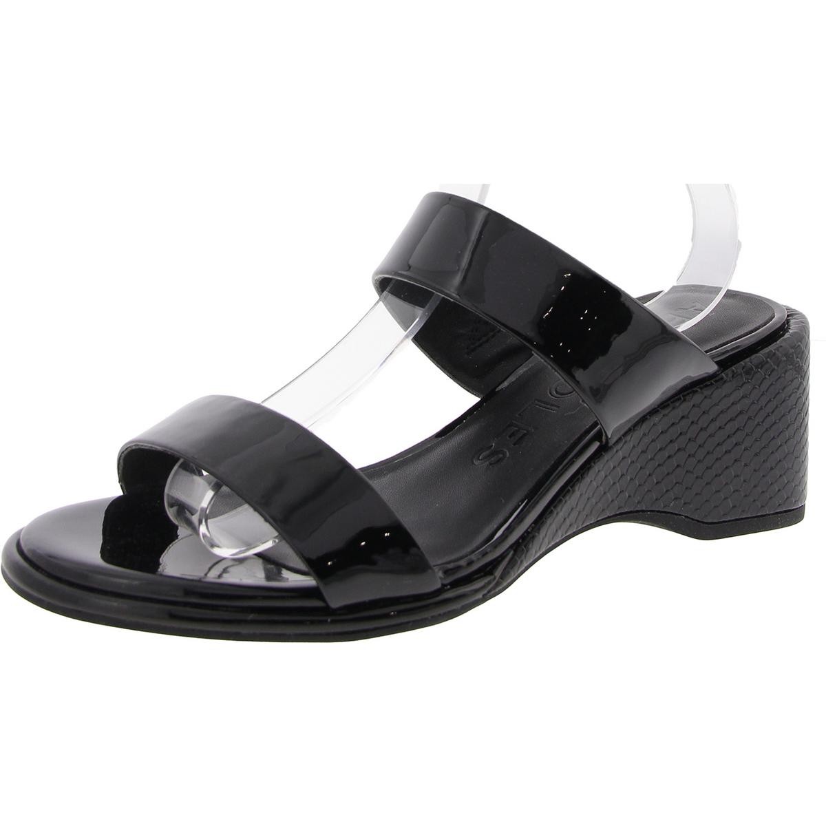 Женские босоножки на танкетке Aerosoles NORINE черного цвета с металлическим отливом 8 Medium (B,M) BHFO 0902