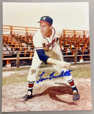 LOU BURDETTE Signed 8x10 Photo Milwaukee Braves