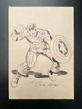Jack Kirby Drawing on paper (Handmade) signed and stamped mixed media.