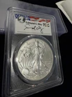 2015-W $1 Burnished American Silver Eagle PCGS SP70 Edmund C. Moy Signed Label