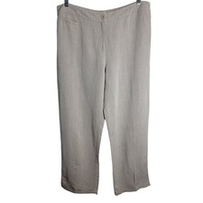 Eileen Fisher Womens Large Wide Leg Pants Beige Linen Viscose