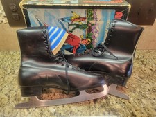 Vintage American Aces Figure Skates Black Size 10 Lace-Up Style NOS