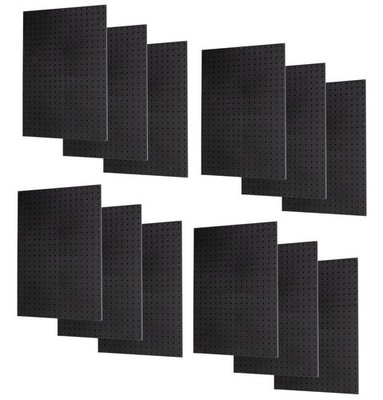 Pegboard Panels Garage Organization - 12 ea (24''x16'') Black Peg Board Panel S...