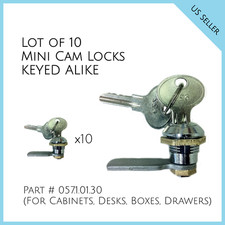 Lot of 10 Mini Cam Locks KEYED ALIKE Part 057.1.01.30