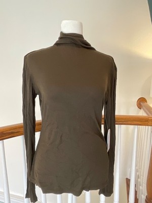 Magaschoni olive green Ribbed Mock Neck long-sleeve basic Medium