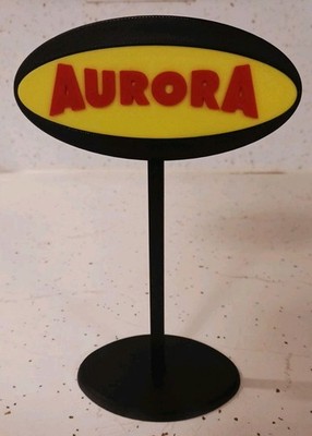 AURORA Double-Sided H.O. Slot Car Sign. 3d Printed Miniature Sign 6'' Tall