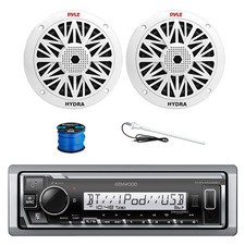 Kenwood Single DIN Marine Bluetooth Receiver, 2x 6.5'' Speakers, Wire, Antenna