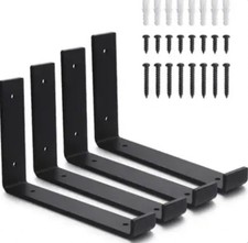 KAHEIGN 4Pcs Heavy Duty Shelf Brackets, 25.8CM J Shape Right Angle Corner Bracke