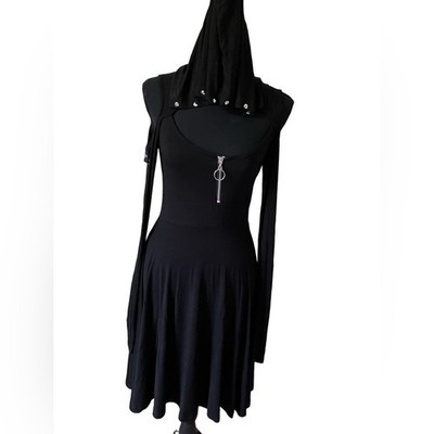 Killstar Black Long Sleeve Hooded Dress XS | eBay