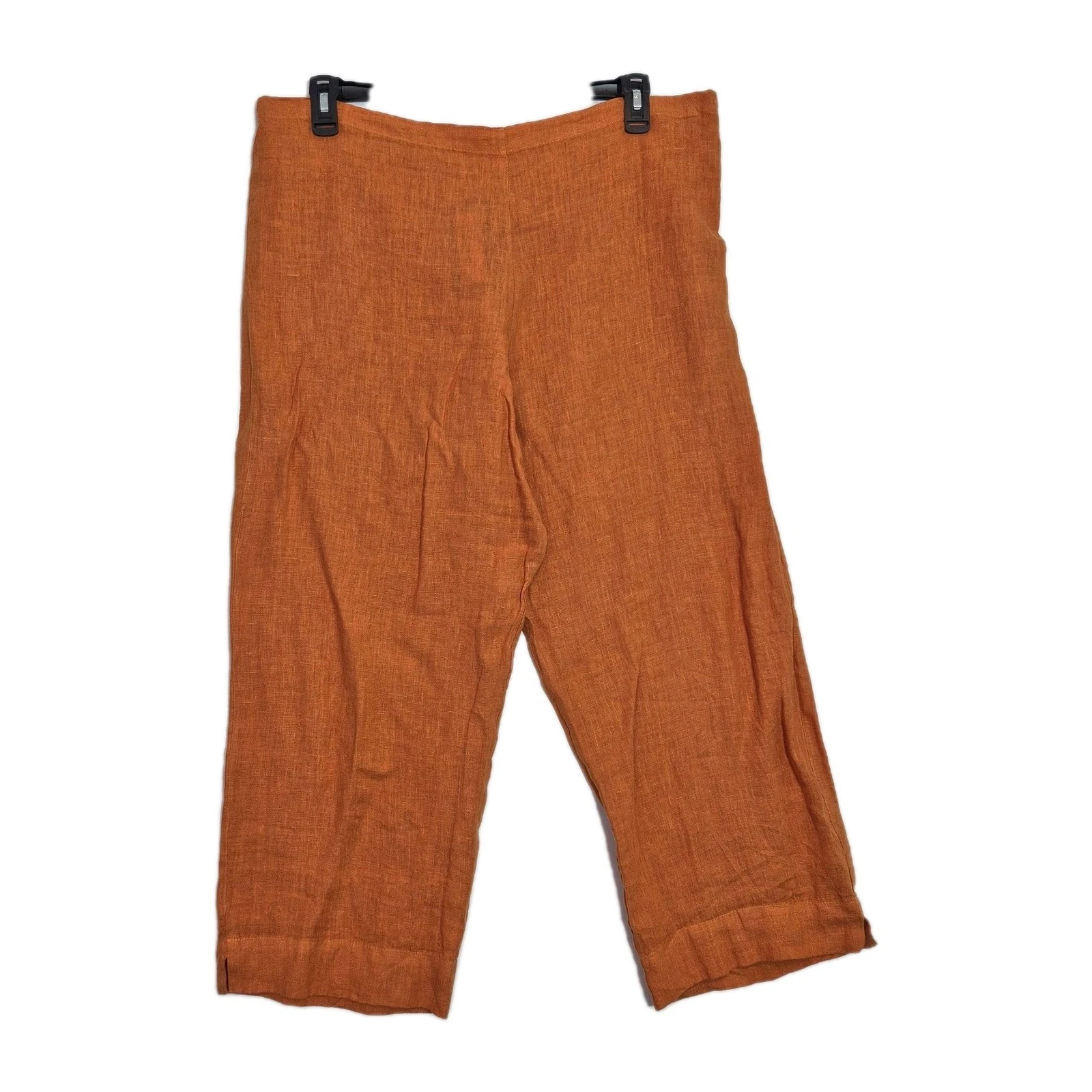 Bryn Walker Women Pants Size XXL Wide Leg Linen Pull On Capri Orange Rust NWT 65