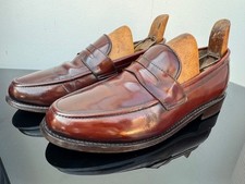 Samuel Windsor Penny Loafers UK 8 Brown Chestnut Leather Classic Slip On Shoes