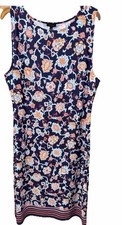 Women XL Talbots Midi Dress Sleeveless Floral Multicolor Resort Cruise Beach Sun