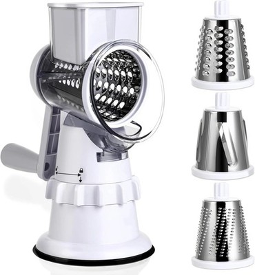 Rotary Cheese Grater Hand Crank - Mandoline Vegetable Slicer with 3 Stainless 