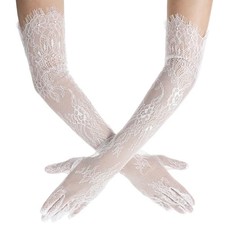 1920s Elbow Length Bridal Wedding Glove Women's Long Lace Floral Gloves Lace