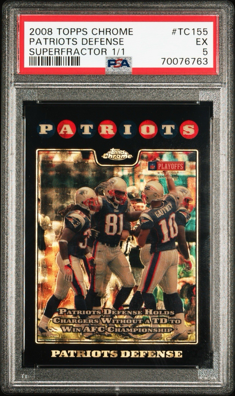 2008 Topps Chrome Superfractor Patriots Defense 1/1 Randy Moss One Of One #TC155