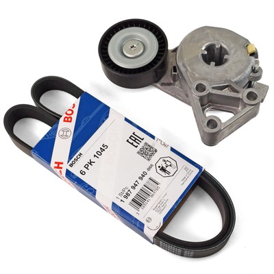 BOSCH Keilrippenriemen + Spannrolle für AUDI A3 SEAT SKODA VW Golf 1.6 2.0 FSI