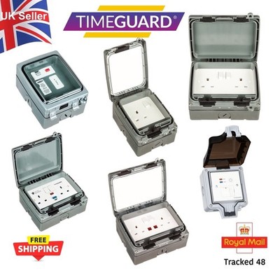 Außen 13A Steckdosen Timeguard IP66 RCD geschaltet WLAN Gehäuse wasserdicht Strom