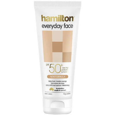 Hamilton SPF 50+ Everyday Sunscreen Matte Finish Invisible Cover Face Cream 75g
