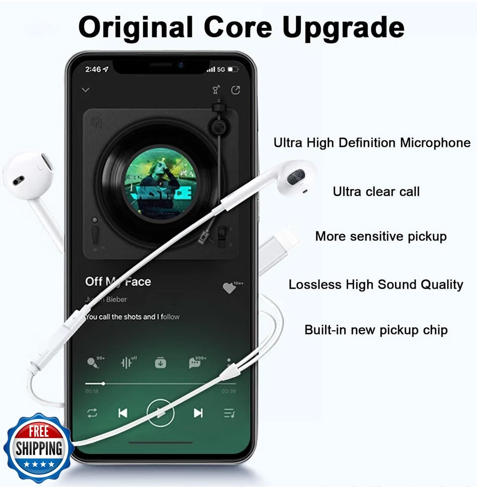 Wired Earphones for iPhone Earbuds with Lighting Connector PlugandPlay Built- - Image 4 of 4