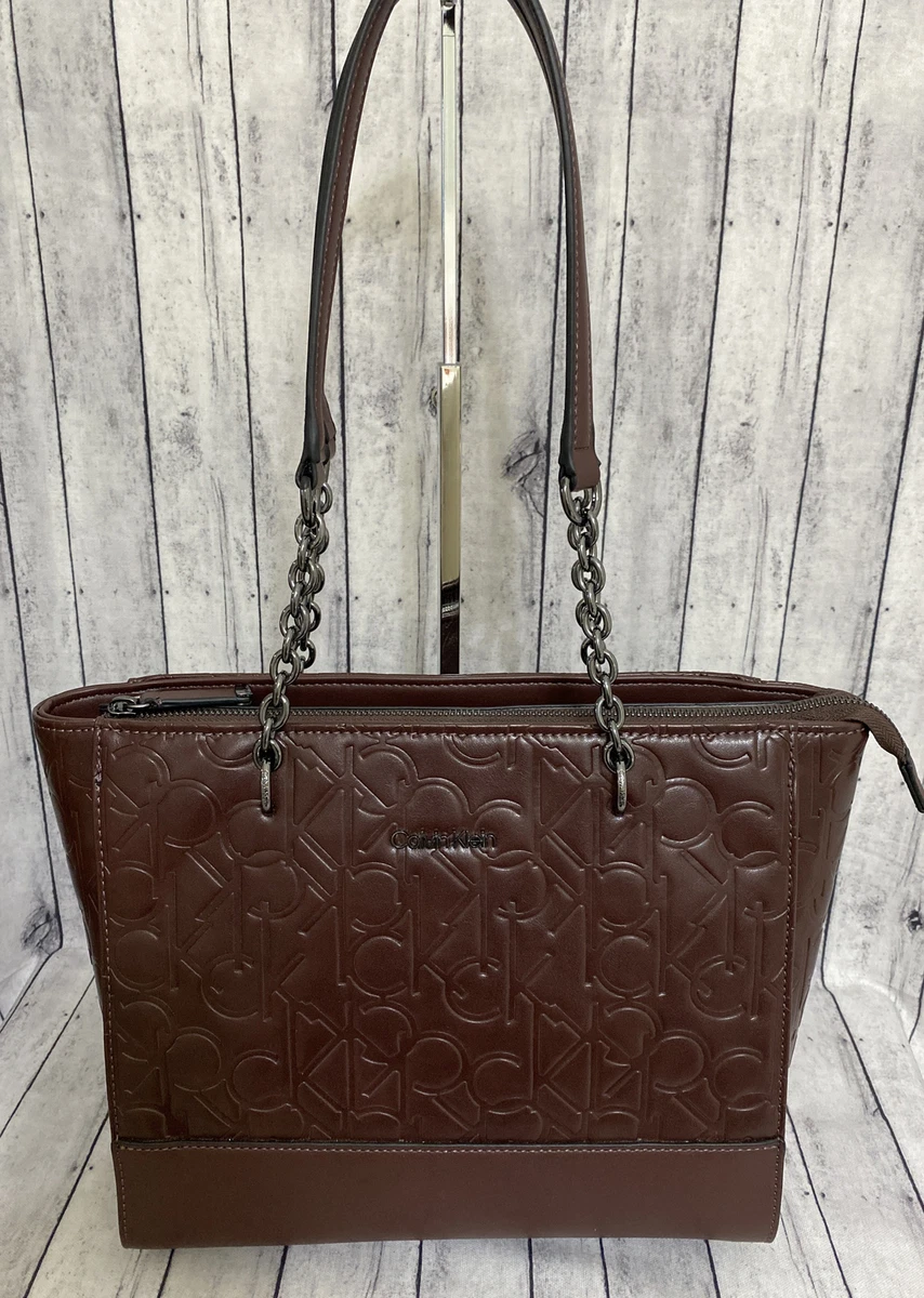 druk Siësta kalkoen CALVIN KLEIN SIGNATURE CK WOMENS BURGUNDY PURSE HANDBAG-TOTE EMBOSSED CK's  NWT! | eBay