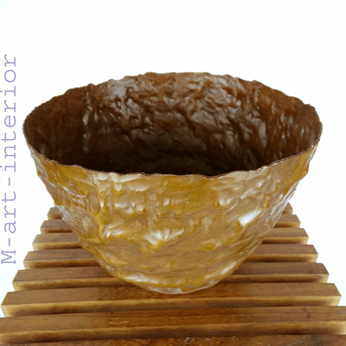 Modernes Metallkunst Kupfer Schale Cachepot Copper Bowl Harjes Worpswede 50s 60s - Bild 2 von 6