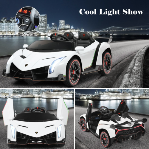 Luxury Remote Control Kids Ride On Car 2 Seater LED Lights RC Lamborghini Toy - Picture 13 of 18