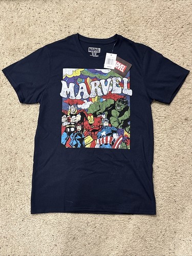 MARVEL Tshirt Black Medium - Iron Man, Thor, Captain America, Hulk New With Tags - Picture 1 of 5