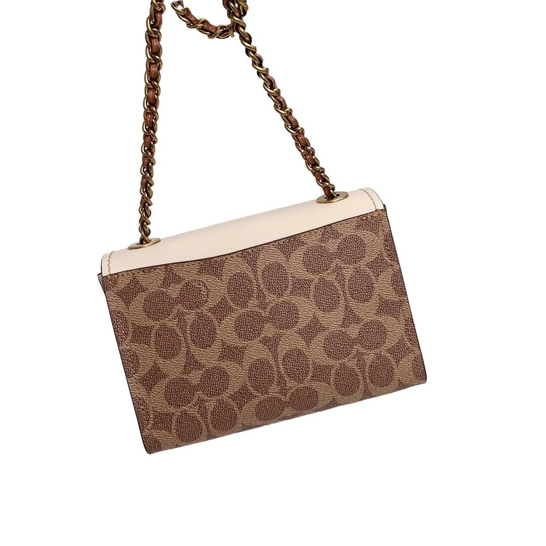 COACH 34256 Parker 18 Signature Turnlock Chain Shoulder Bag